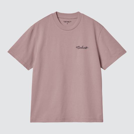 W' S/S Stitch T-Shirt Glassy Pink / Dark Navy