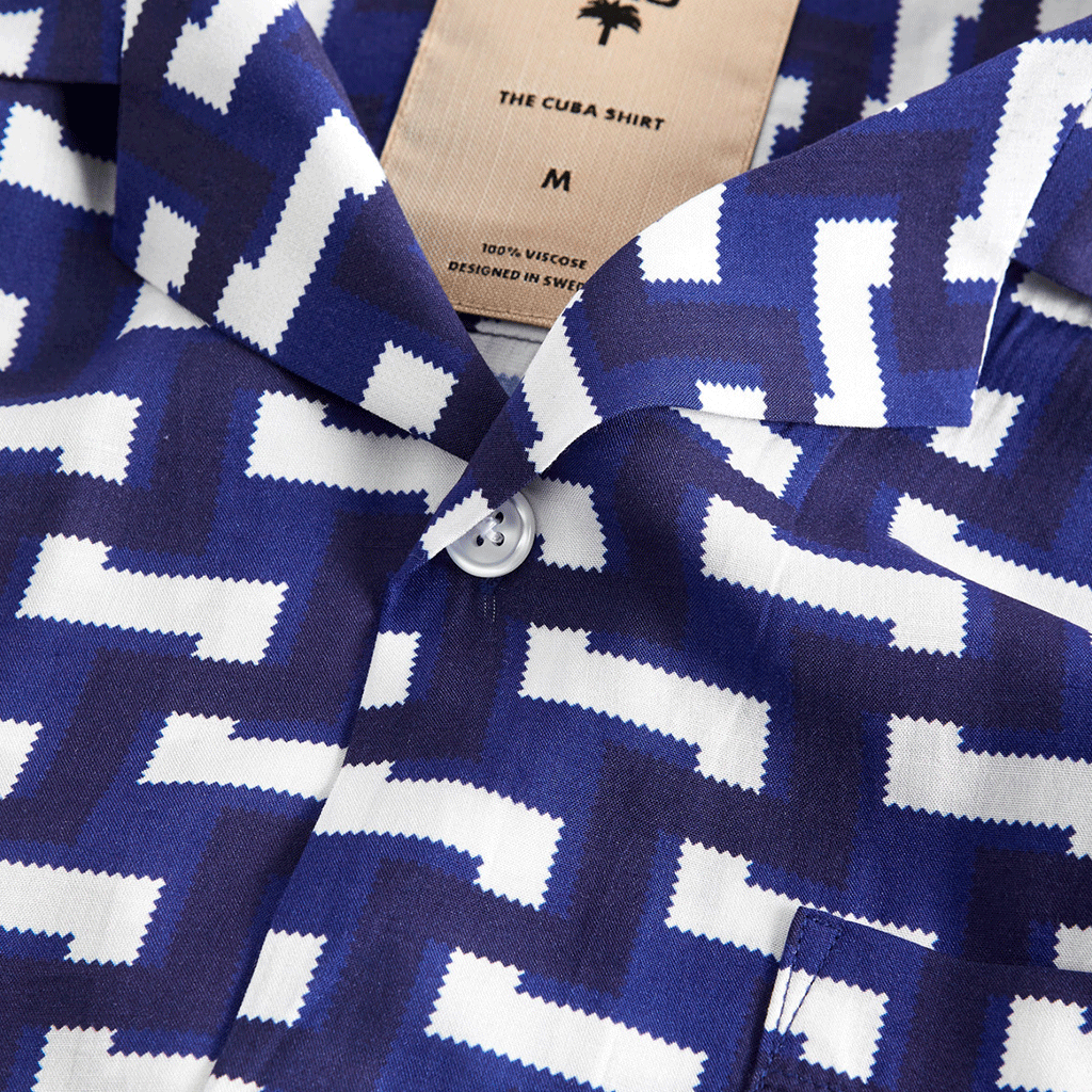 Blue Layer Zig Viscose Shirt