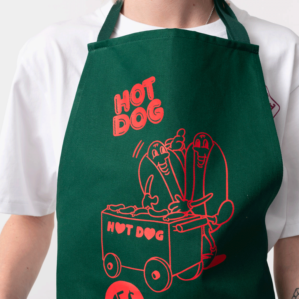 Really Hot Dogs Apron Green