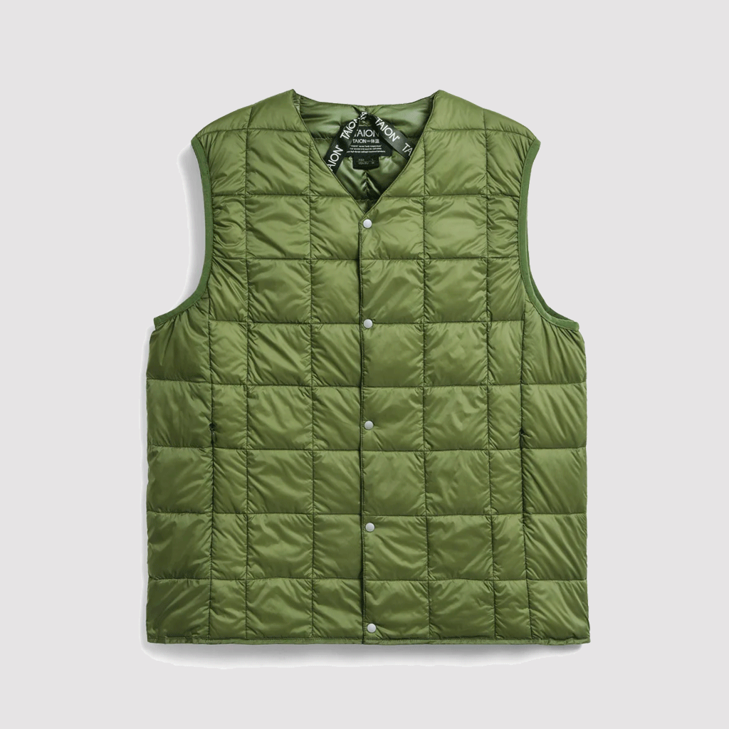 V-Neck Down Vest Olive