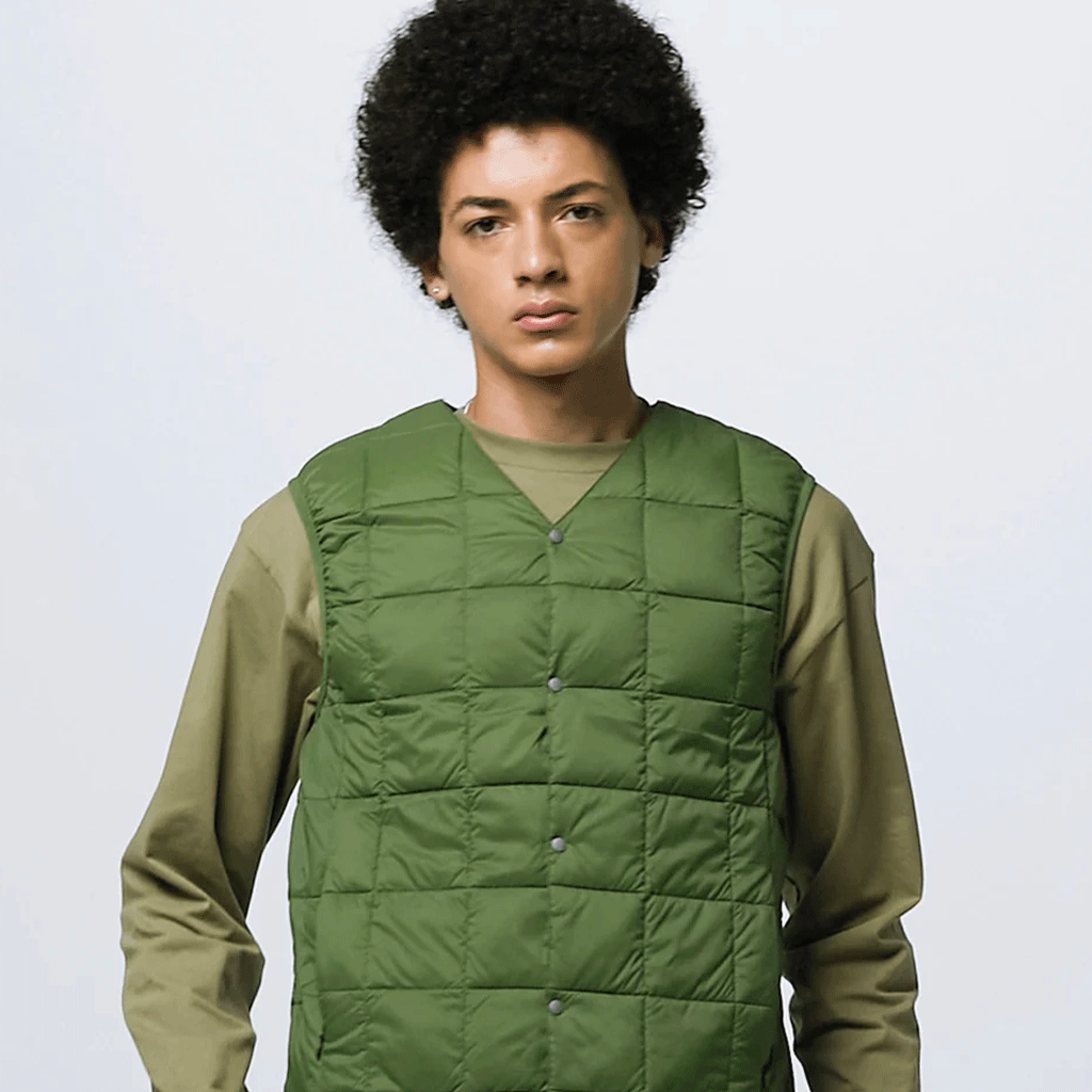 V-Neck Down Vest Olive