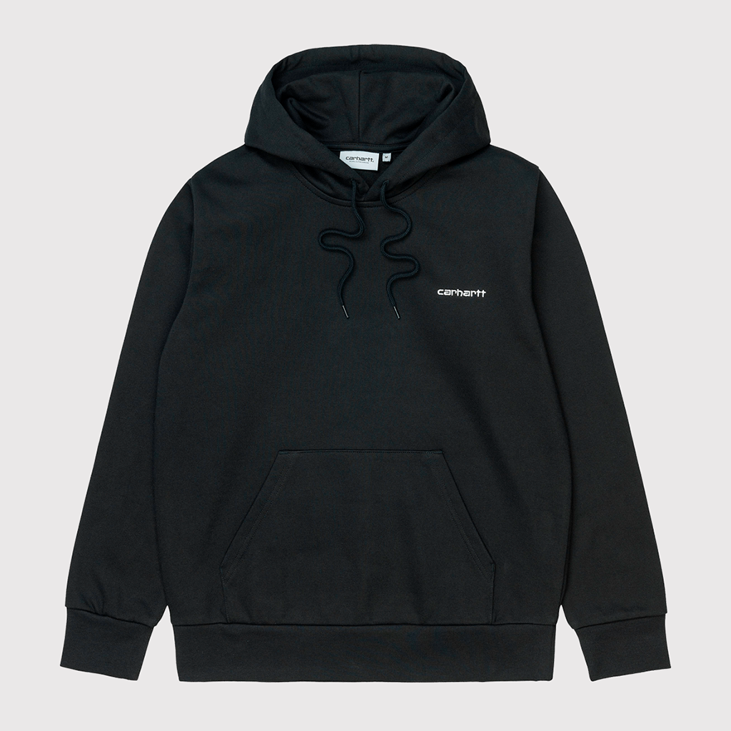 Hooded Script Embroidery Sweat Black / White