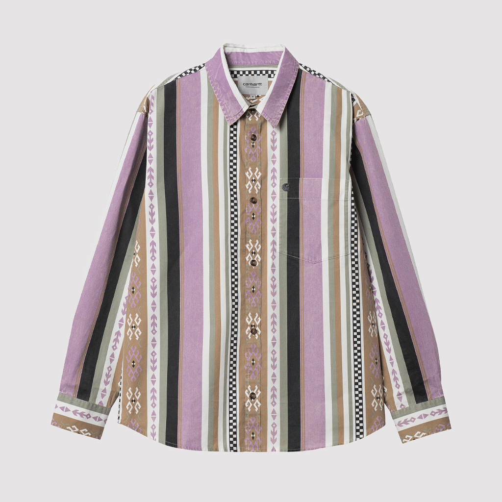 L/S Coba Stripe Shirt Violanda / Soot Moon Wash