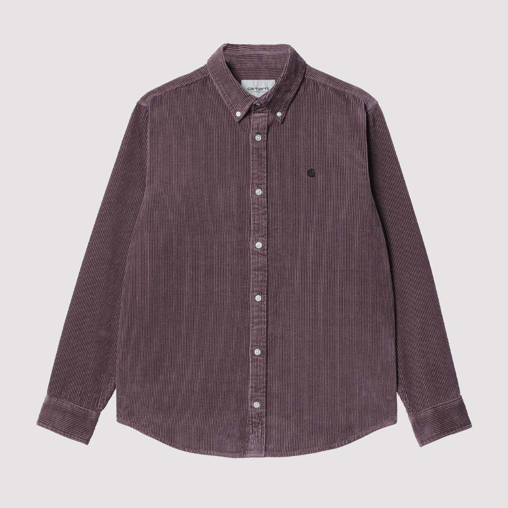 L/S Madison Cord Shirt Misty Thistle / Black