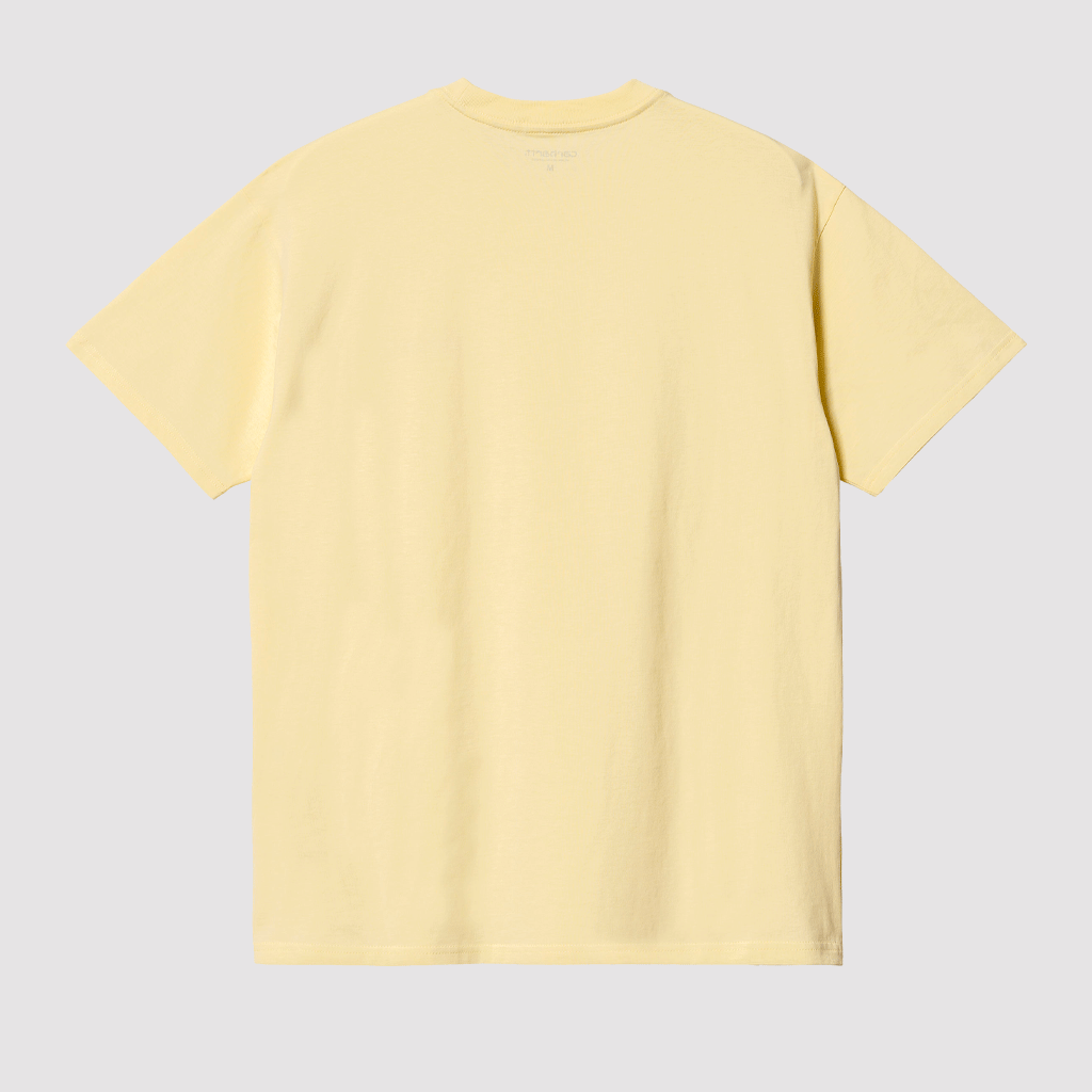 S/S Script Embroidery T-Shirt Soft Yellow/Popsicle