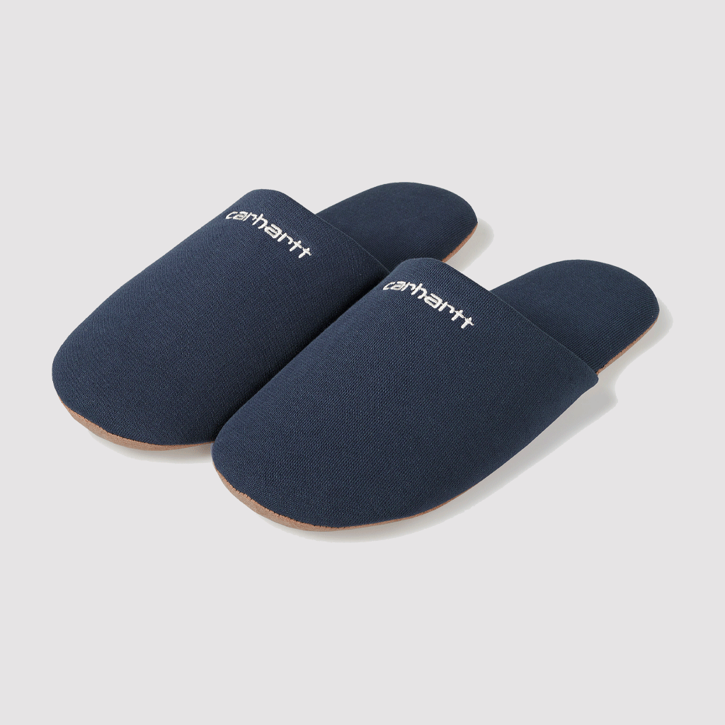 Script Embroidery Slippers Enzian / White